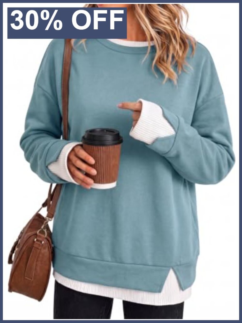 Fisoew Women Crewneck Sweatshirt Long Sleeve Oversized Pullover Top